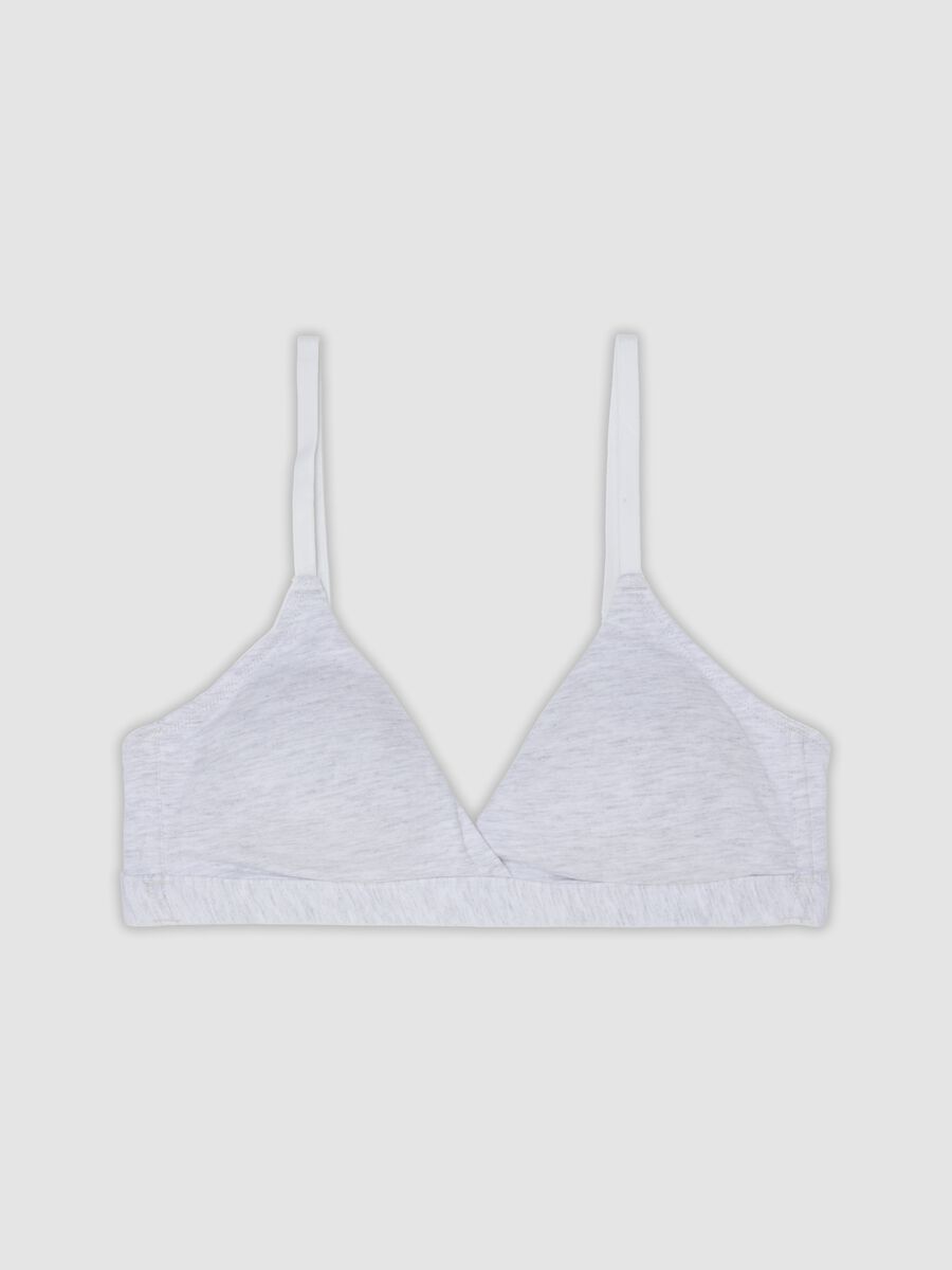 Grey organic cotton and stretch viscose triangle bra_0