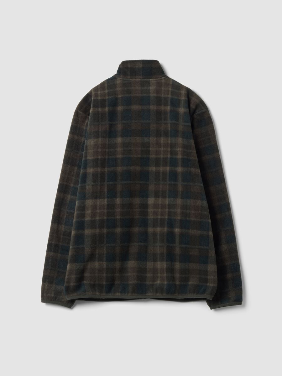 Green checked fleece sweatshirt with regular-fit collar_2