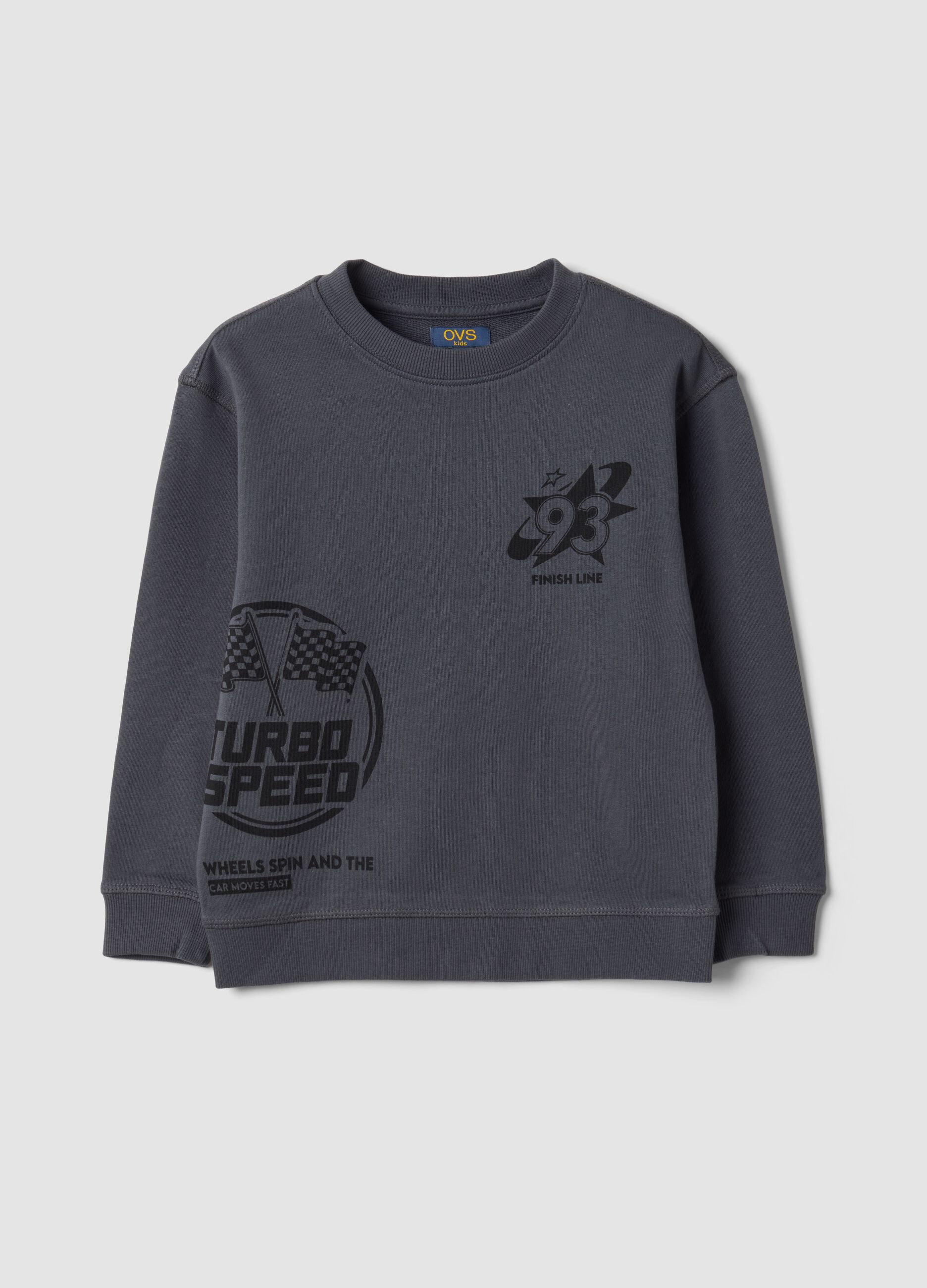 Grey crew-neck sweatshirt in pure organic cotton