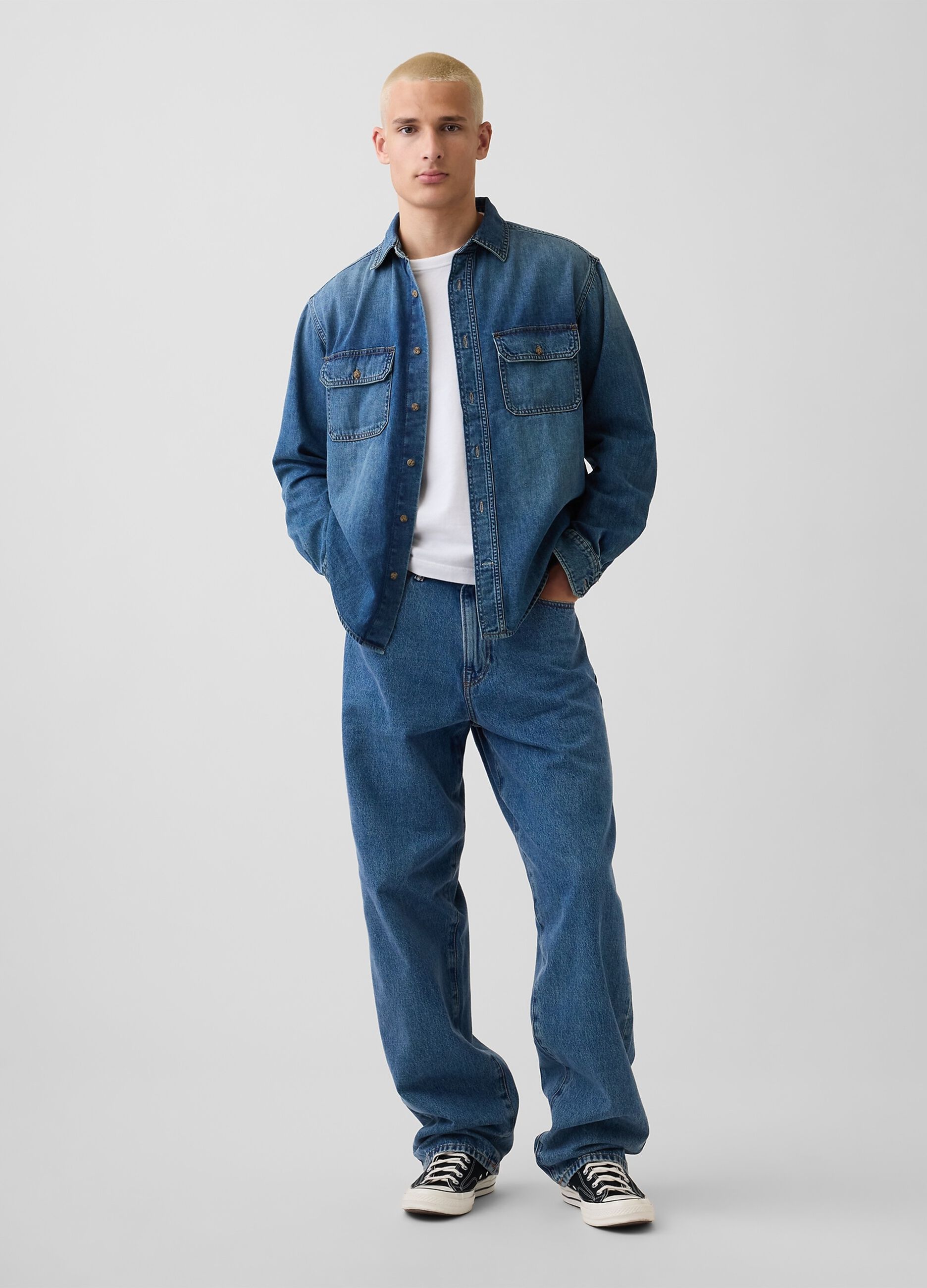 Denim shirt in a cotton and lyocell blend