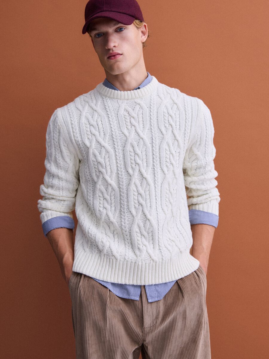White regular-fit jacquard wool-blend jumper_1