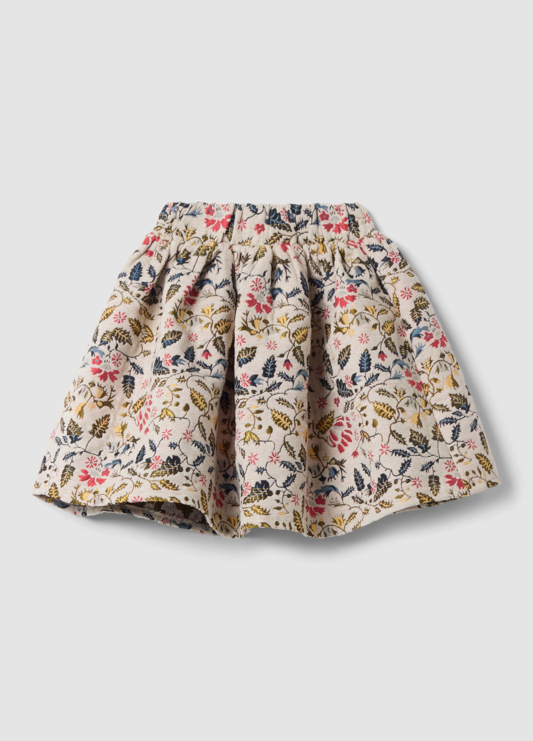 Multicolour floral viscose-blend skirt