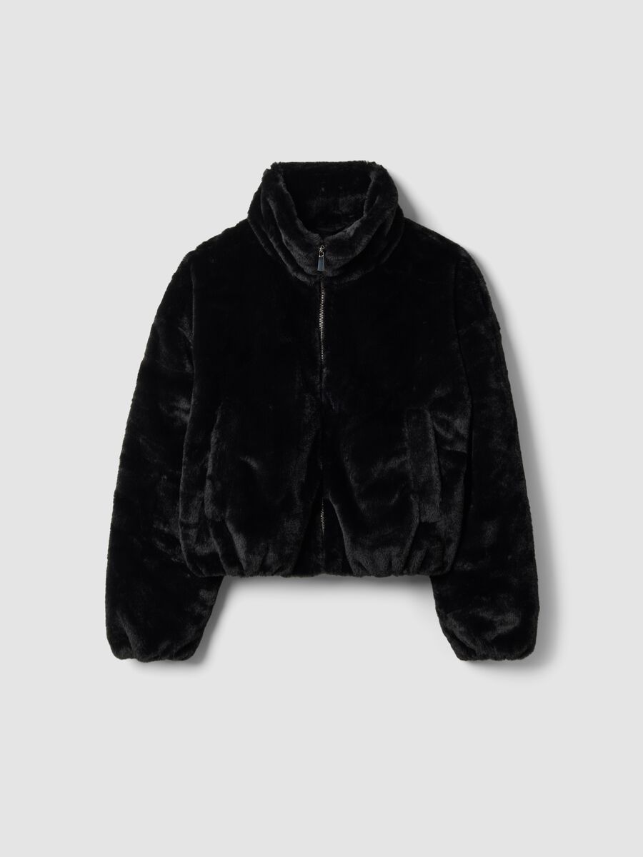 Black padded jacket with zip, regular fit_0