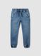 Blue stretch-cotton jogger jeans with drawstring for boys_3
