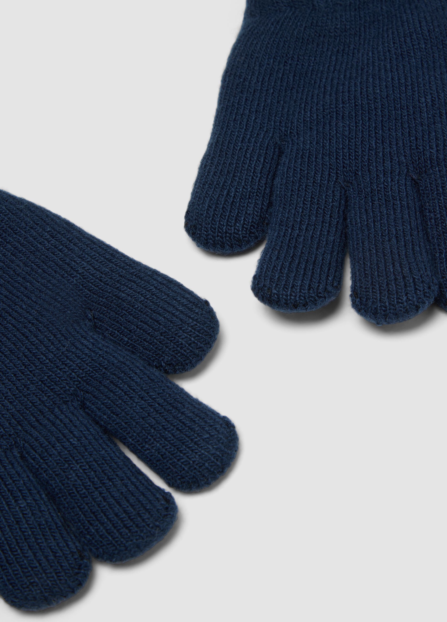 Blue stretchy fabric gloves