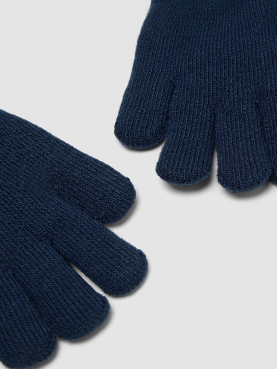 Blue stretchy fabric gloves_1