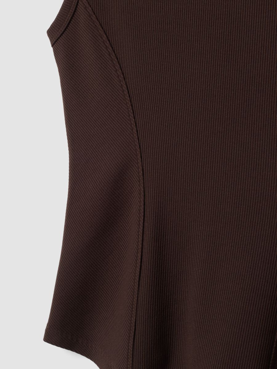 Brown fitted ribbed stretch-modal T-shirt ALTAVIA STUDIO_6