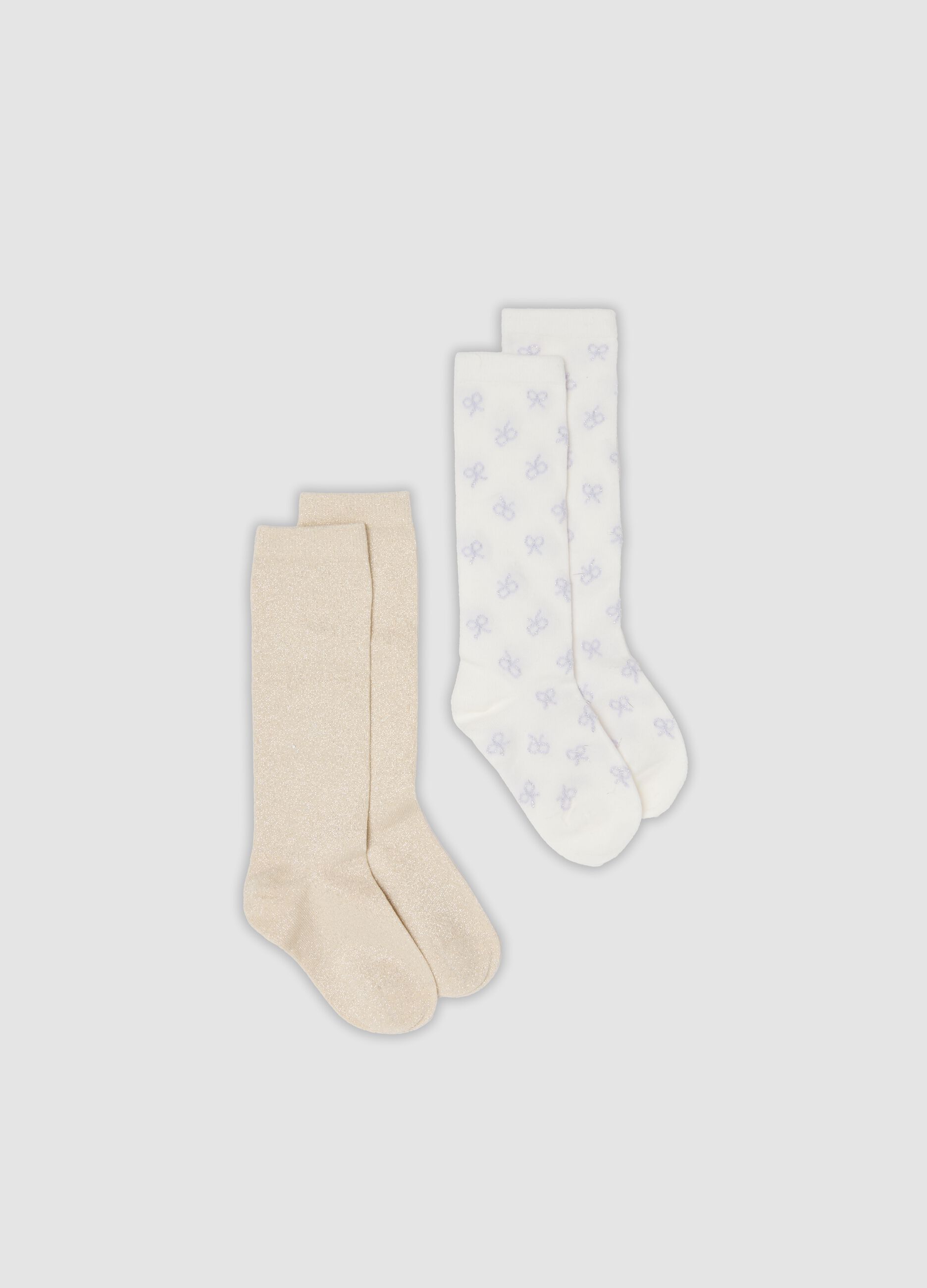 2-pack of multicolour long socks in stretch organic cotton