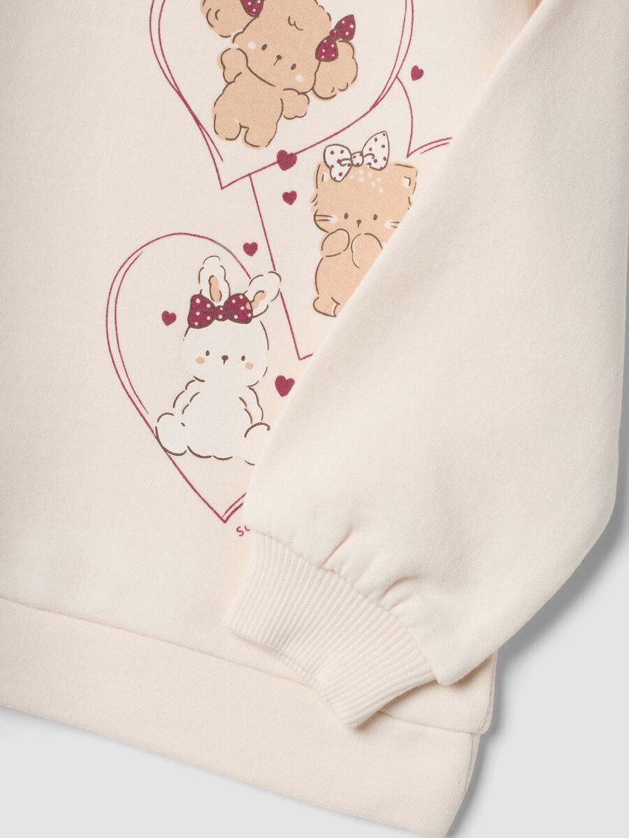 Beige pure cotton printed crew-neck sweatshirt_3