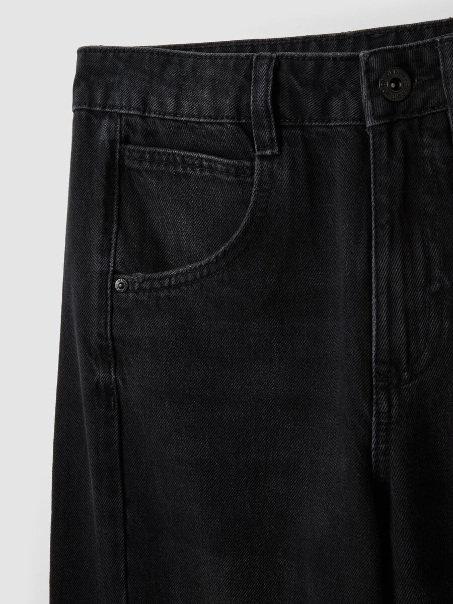 Jeans neri baggy fit in puro cotone_5