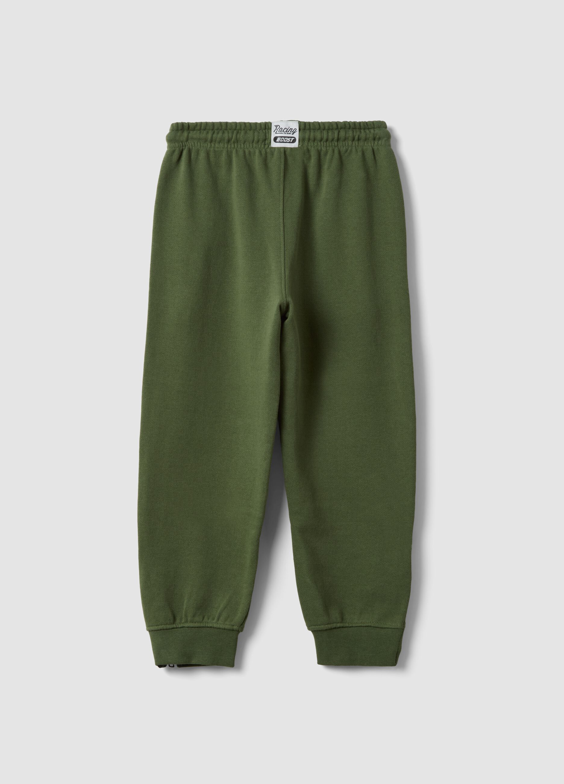 Green cotton-blend joggers with drawstring waist