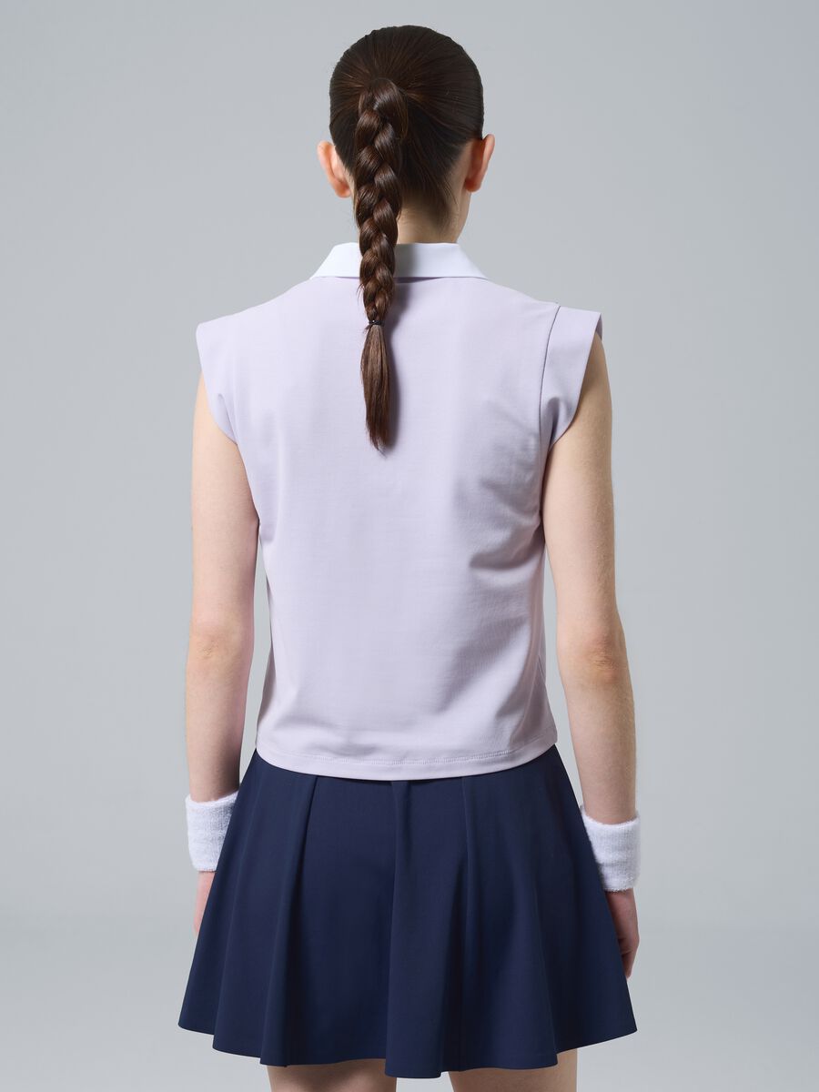 Purple sleeveless ALTAVIA COURT polo in stretch cotton with classic collar_3