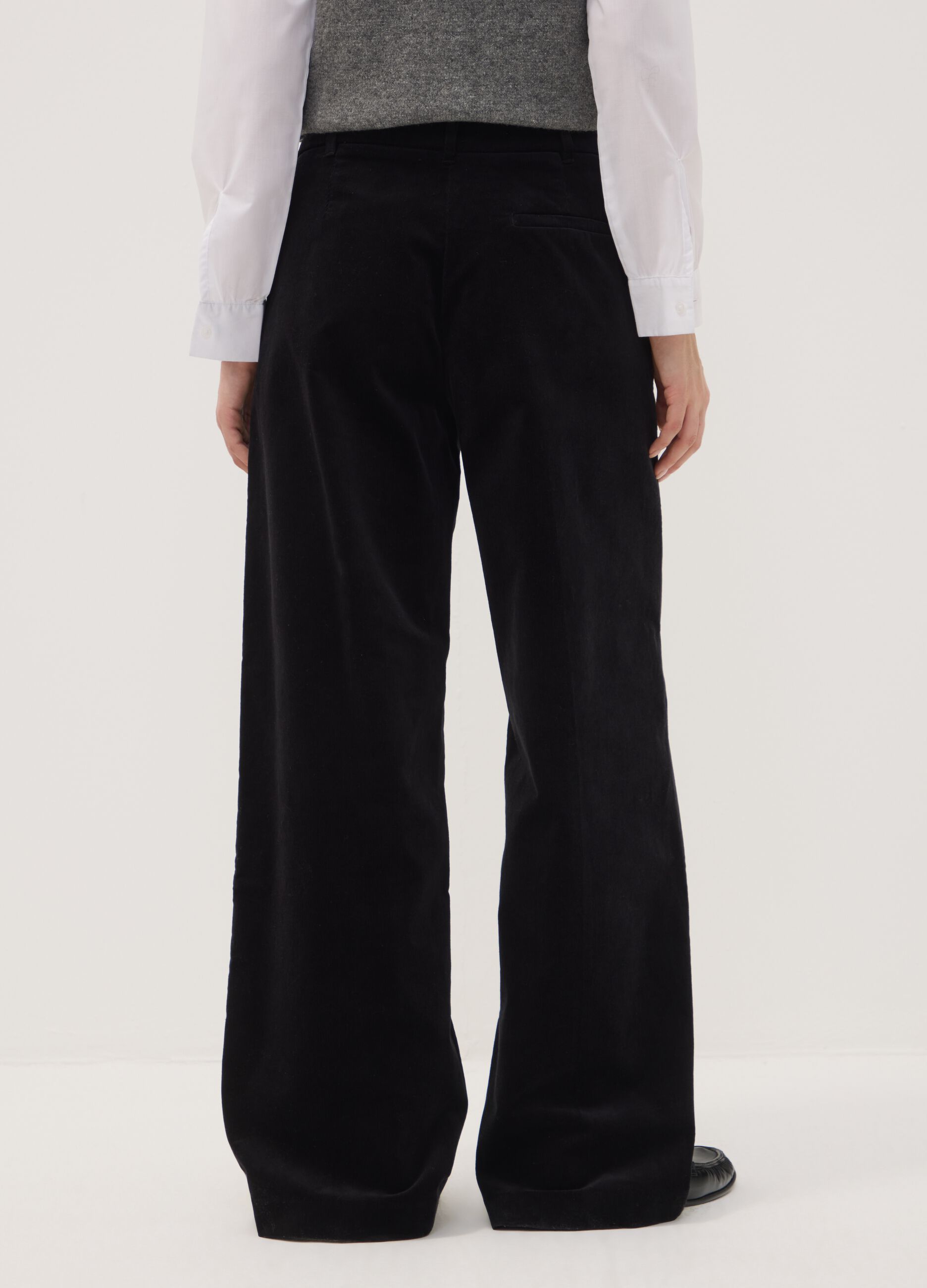 Black The Iconic Pants straight-leg ribbed stretch cotton trousers