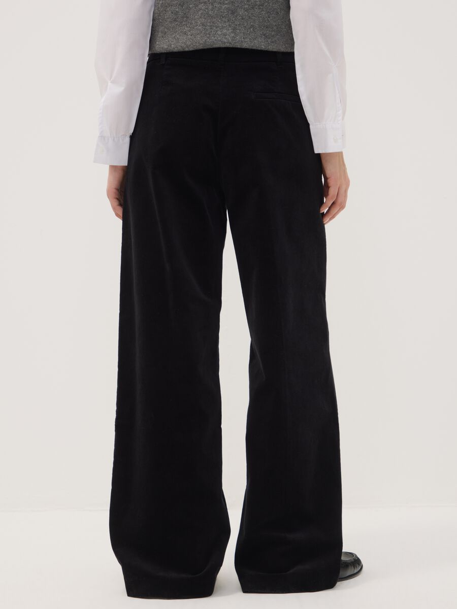 Black The Iconic Pants straight-leg ribbed stretch cotton trousers_3