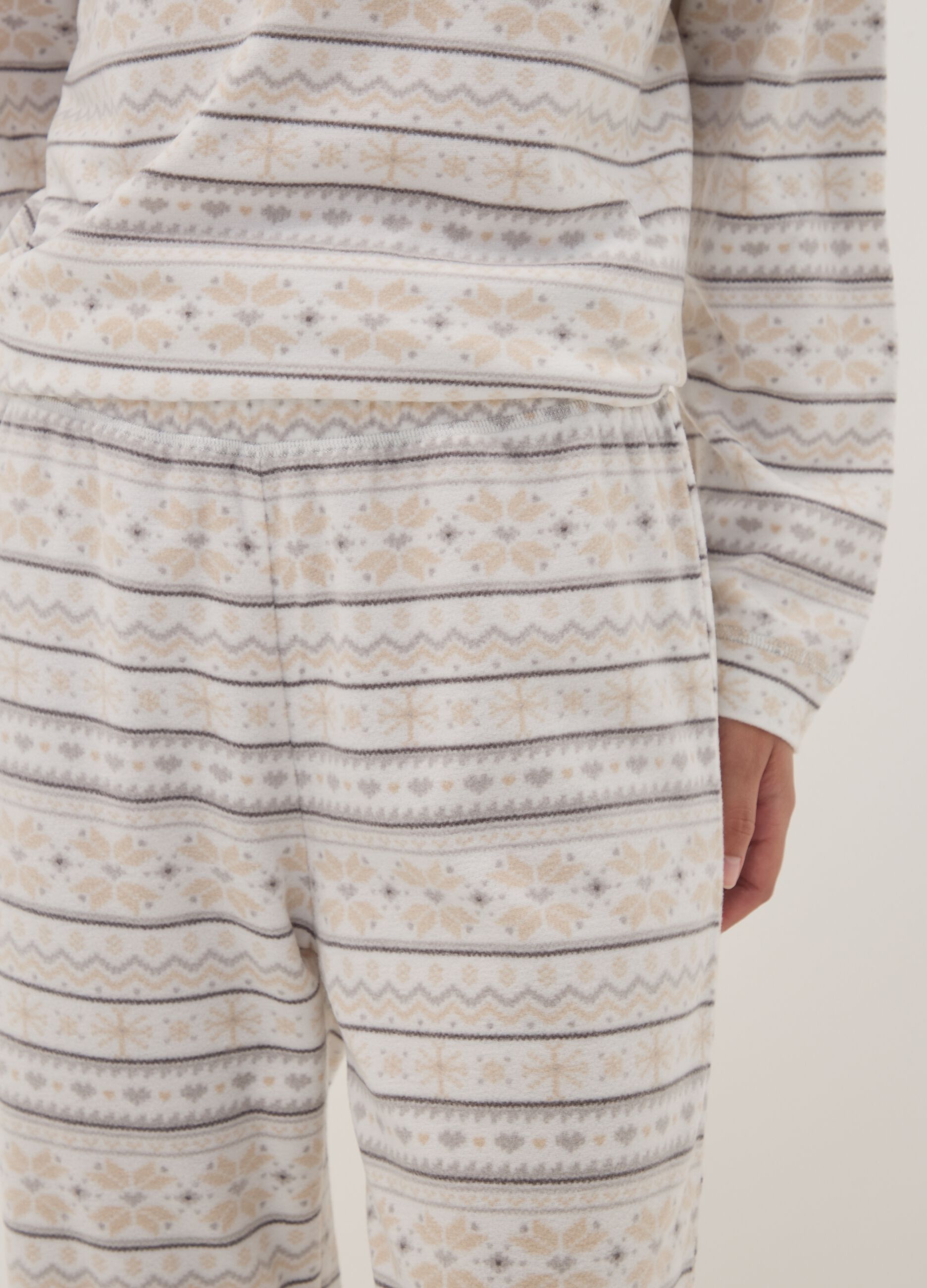 White Nordic-print pyjama trousers
