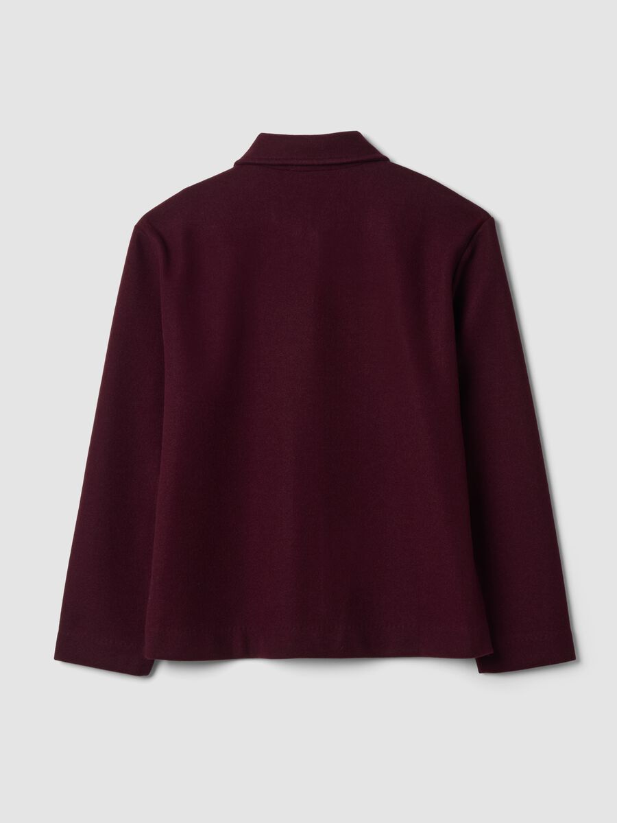Burgundy red viscose-blend jacket with crew neck, regular fit_6