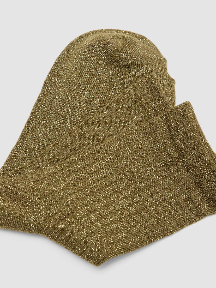 Green stretch-knit socks with lurex yarn_2