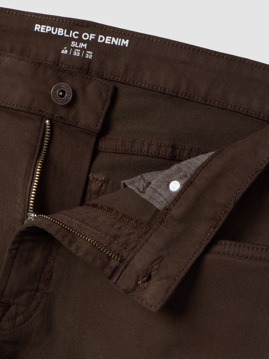 Brown denim jeans in stretch cotton, slim fit_5