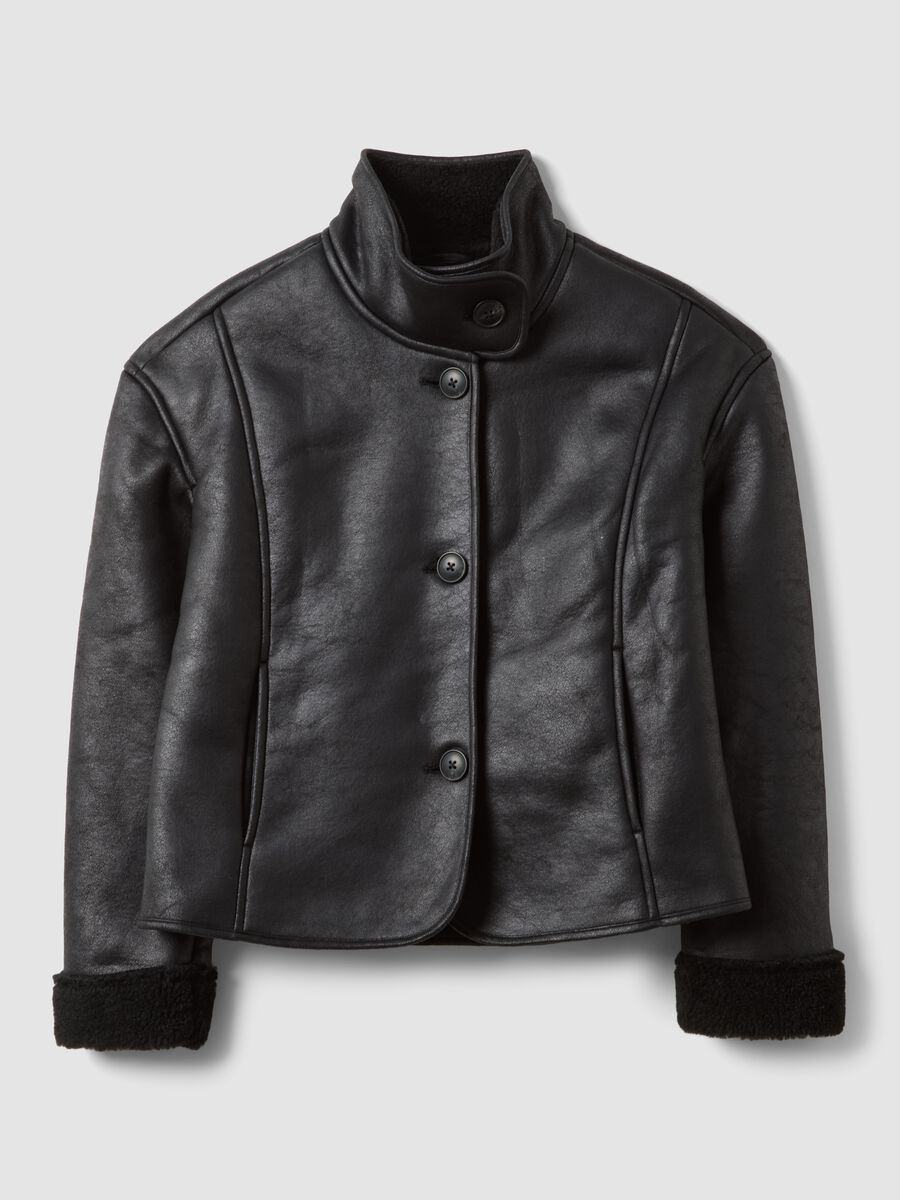 Black regular jacket with wide collar_4