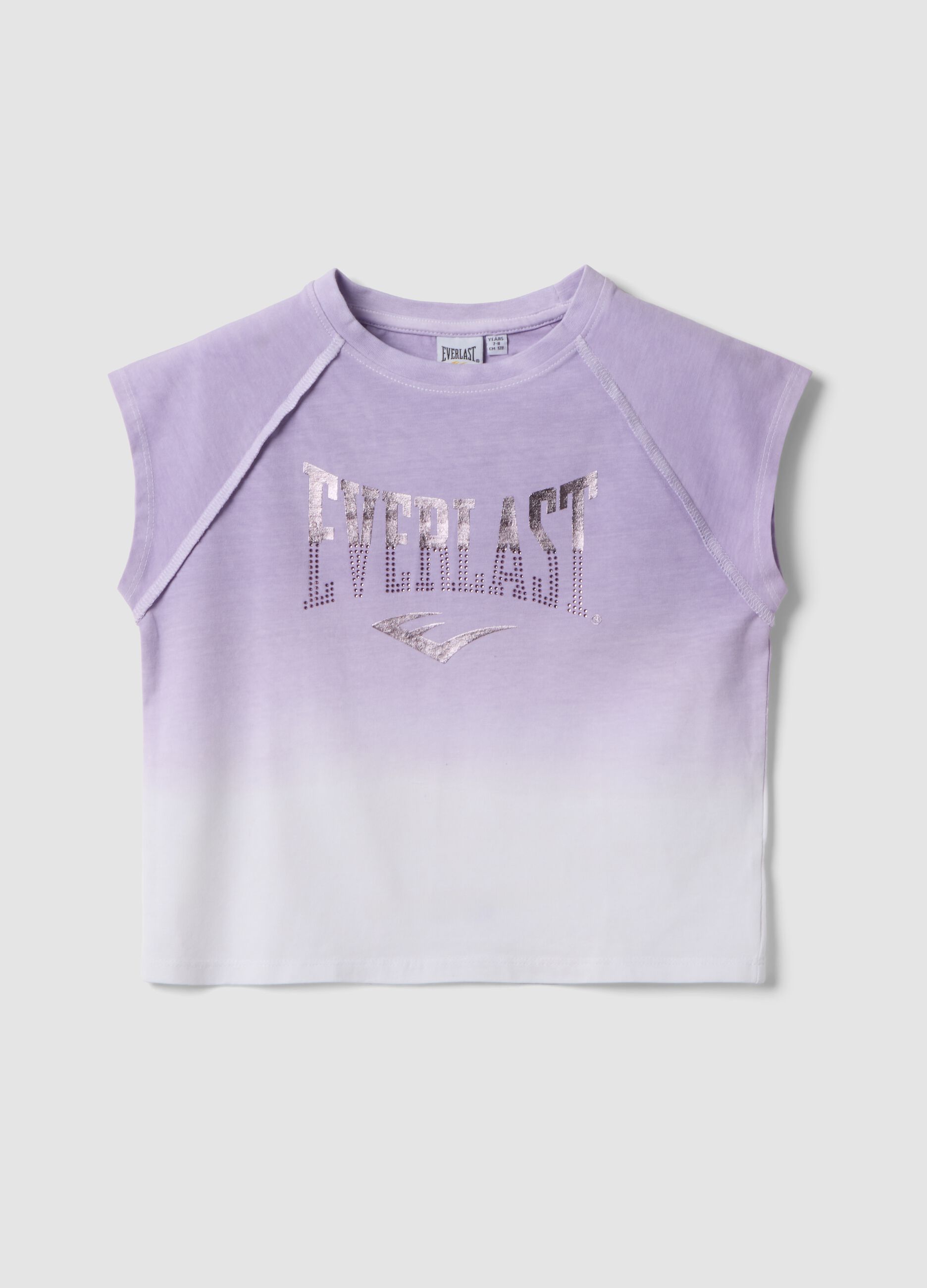 Girls&rsquo; purple short-sleeve stretch cotton T-shirt, regular fit