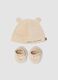 Beige set with hat and booties in pure organic cotton Winnie the Pooh_0