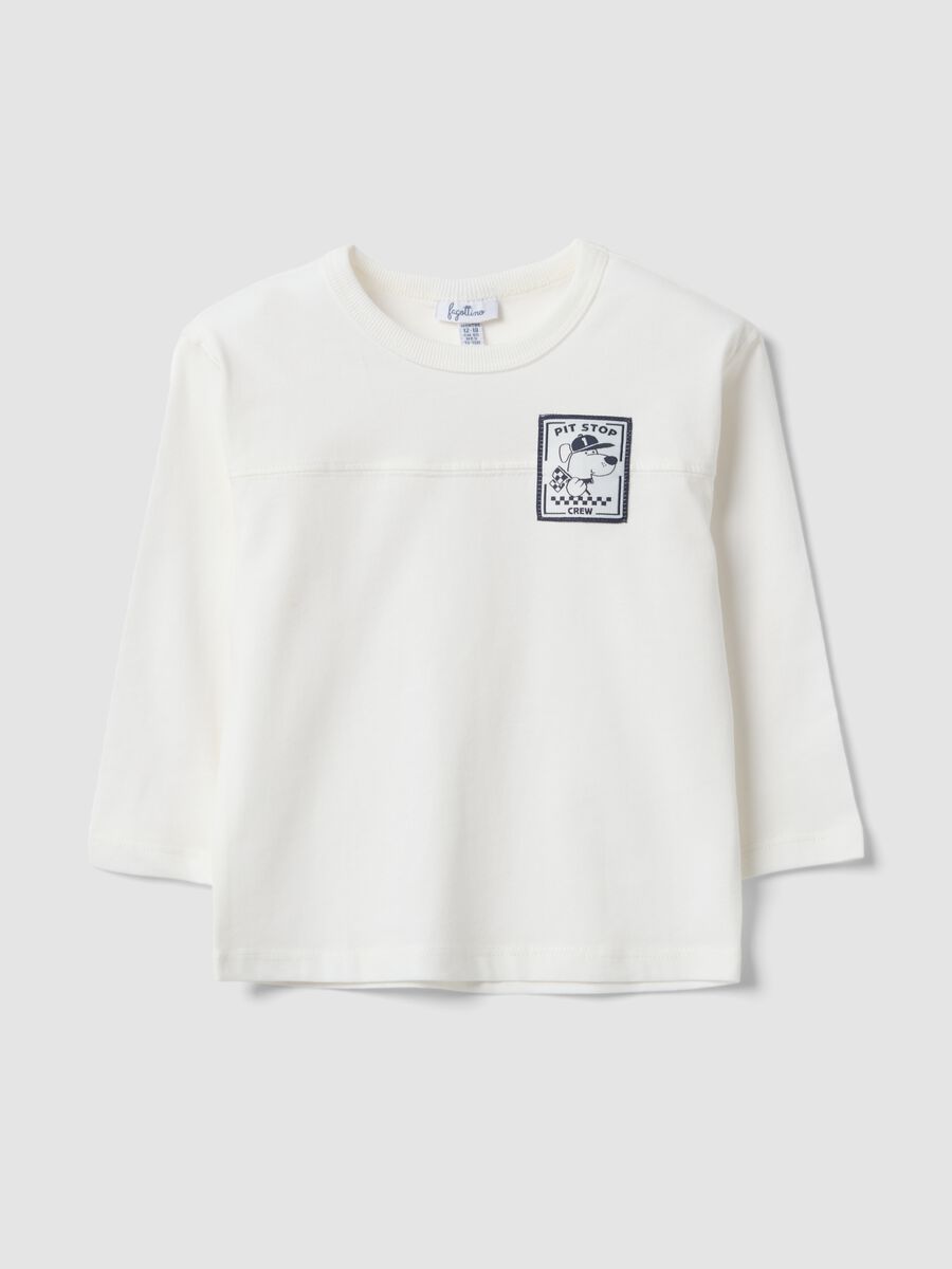 White organic cotton T-shirt with print for baby boy_0