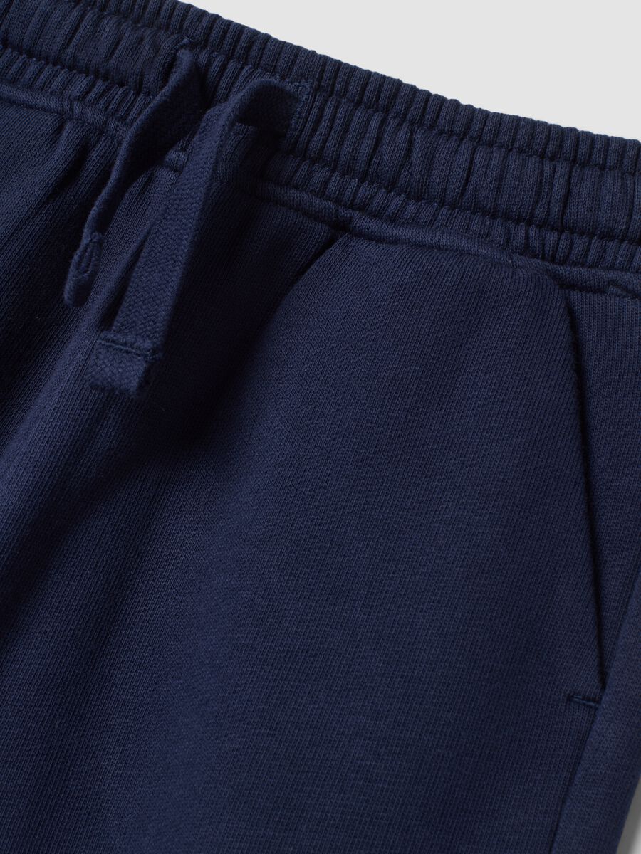 Blue cotton and viscose blend jogger trousers_3