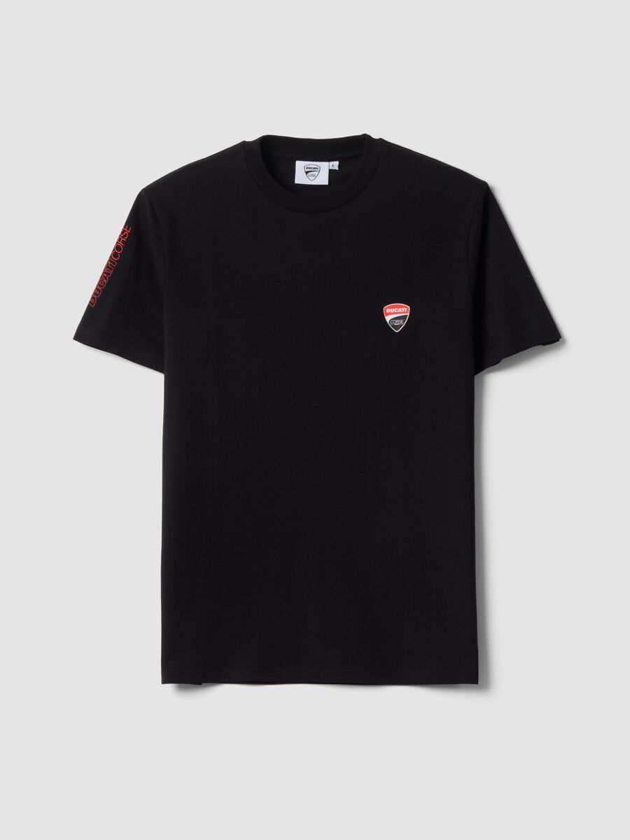 Black pure cotton T-shirt with Ducati print, regular fit_4