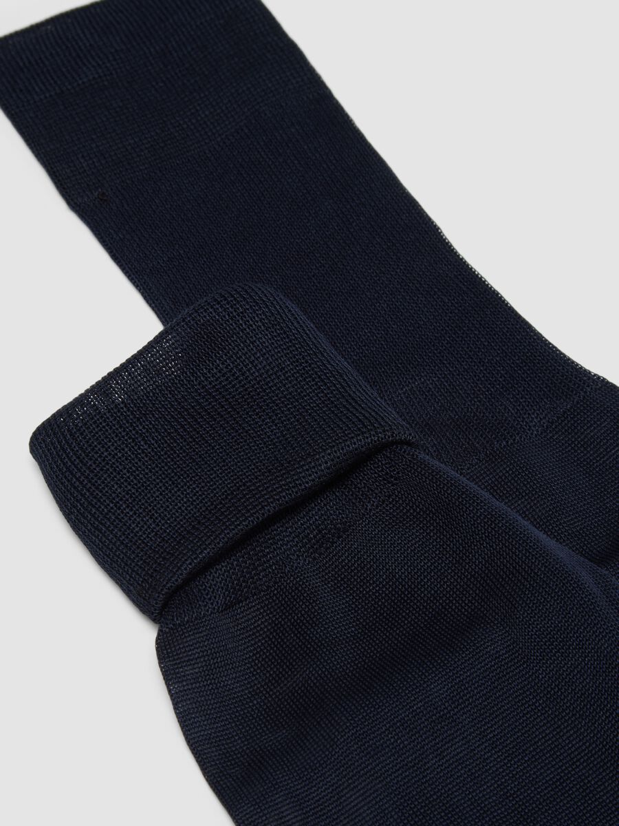 Blue long socks in pure cotton_1