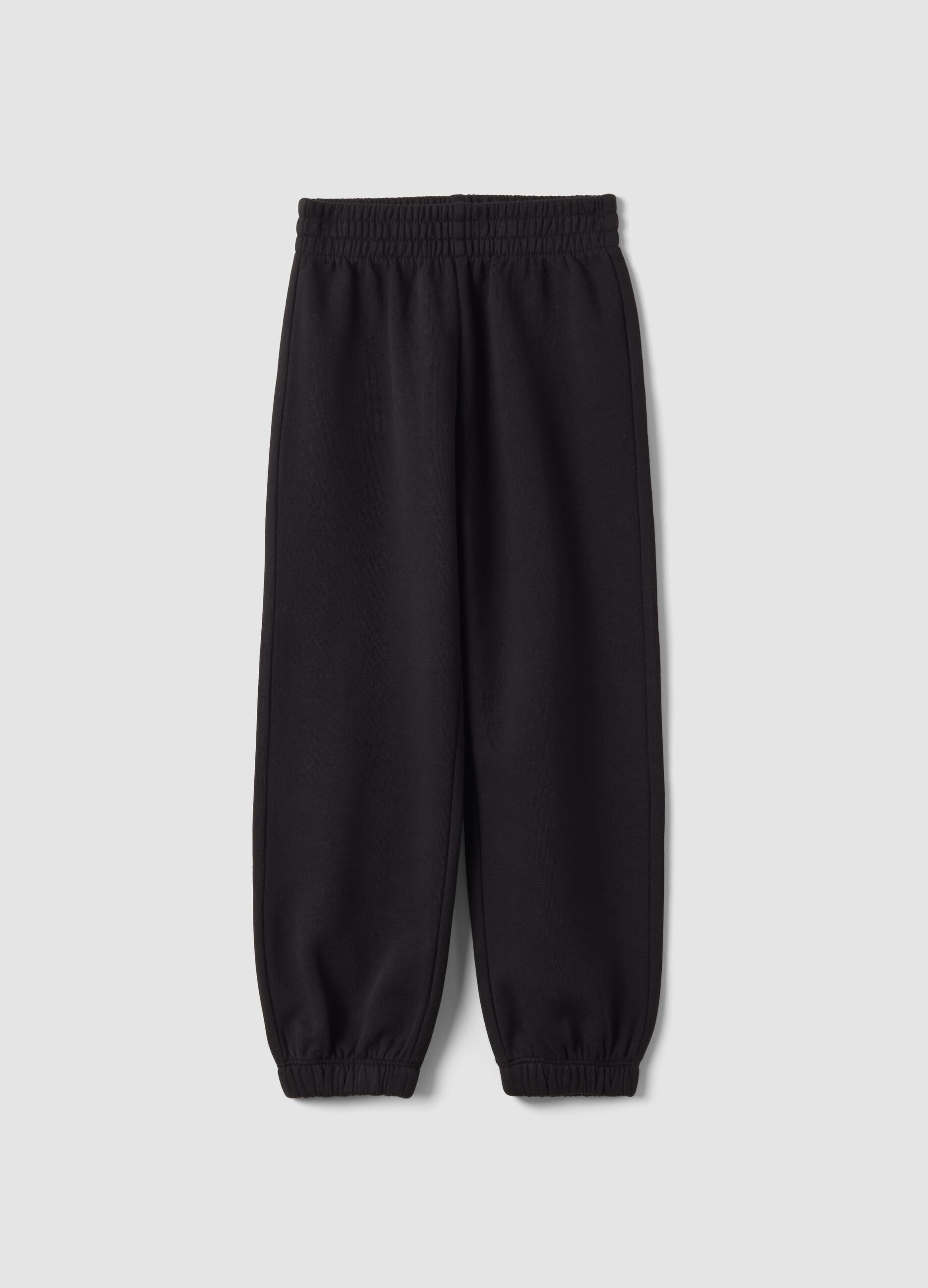 Black pure cotton fleece joggers, regular fit