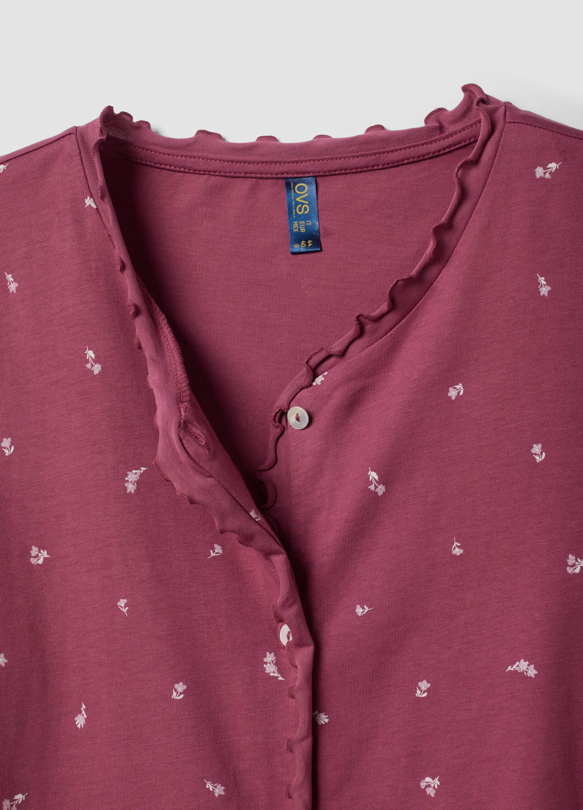 Camicia da notte viola in puro cotone organico girocollo