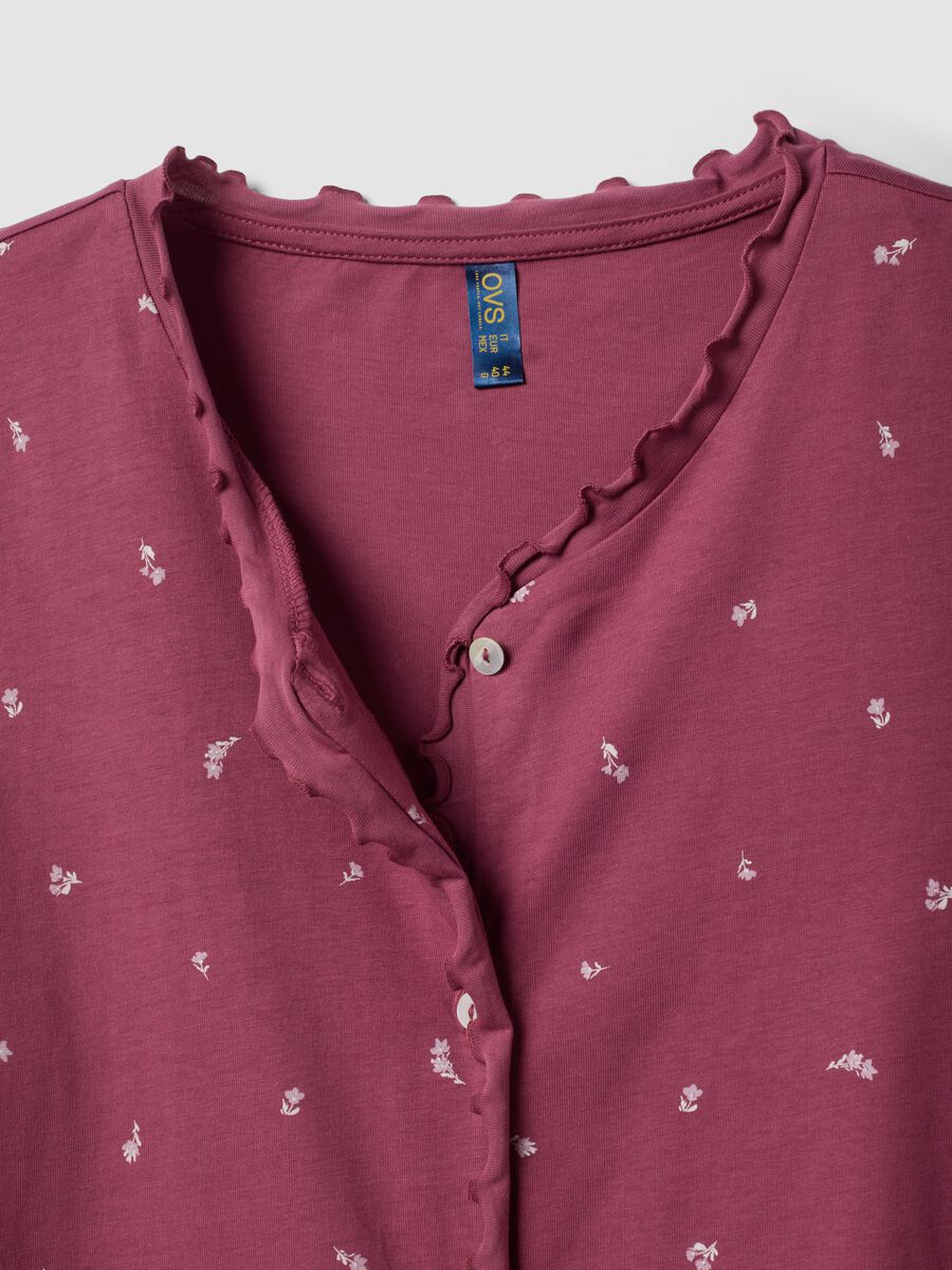 Purple organic cotton nightdress with crew neck_1