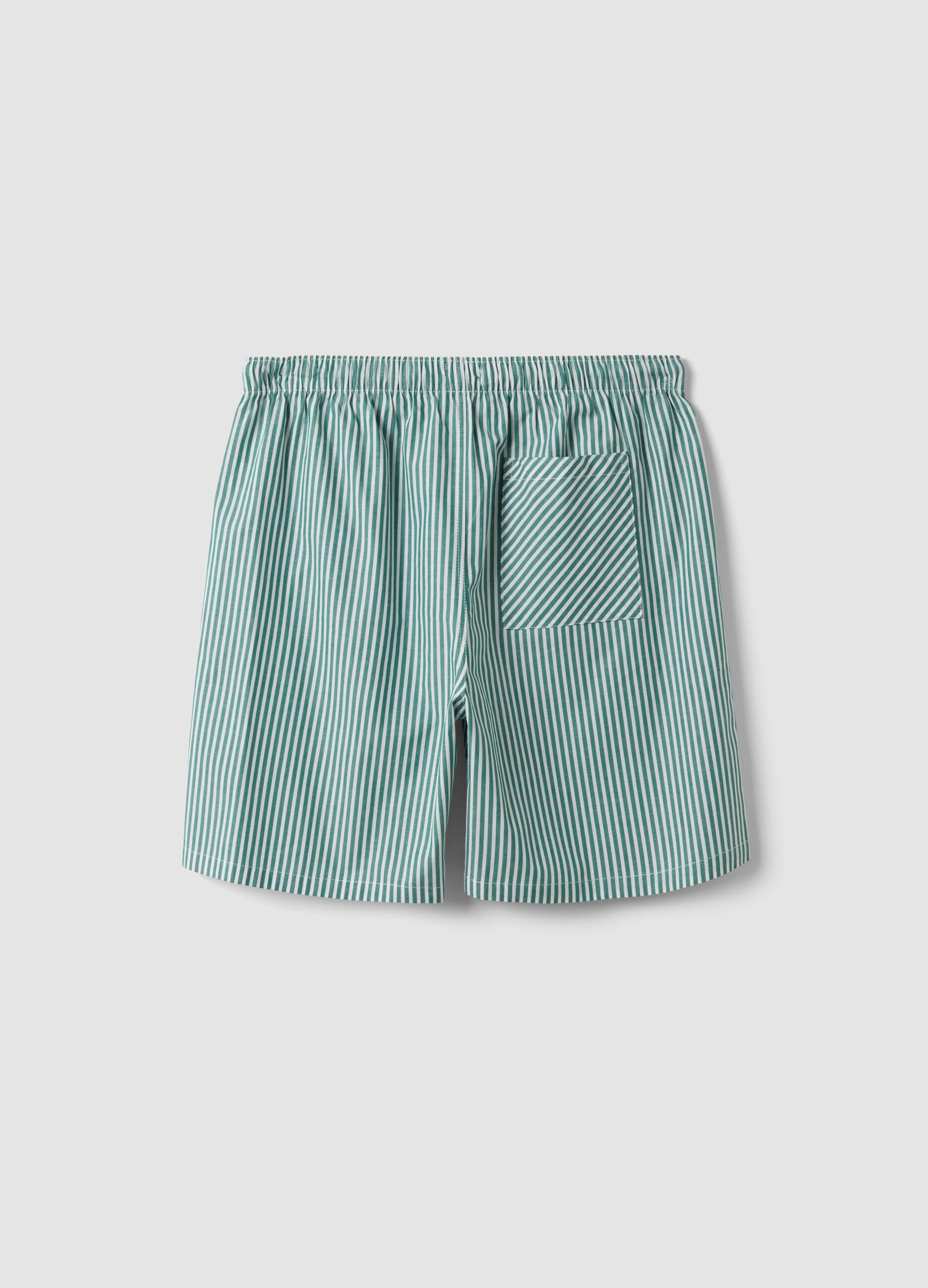 Green striped organic cotton pyjama shorts