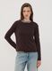 Dark brown fitted crew-neck long-sleeve top_0