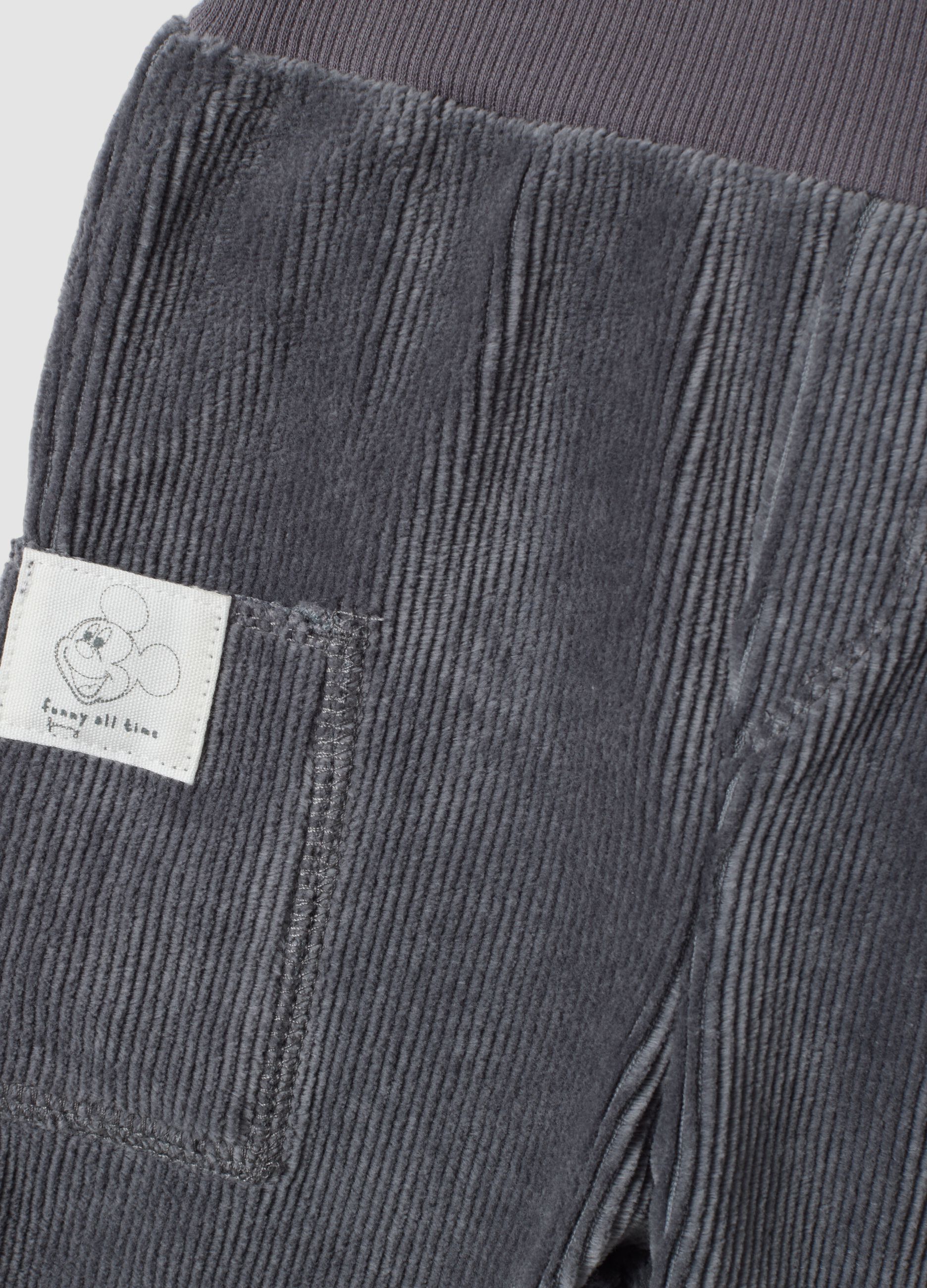 Grey ribbed organic cotton set with Mickey embroidery