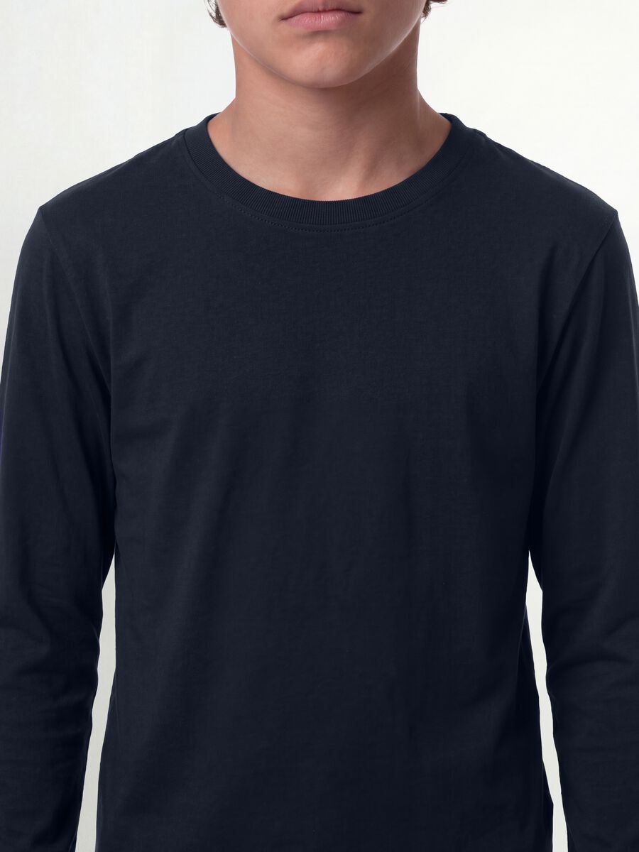 Blue long-sleeved pure organic cotton regular fit T-shirt for boys_3