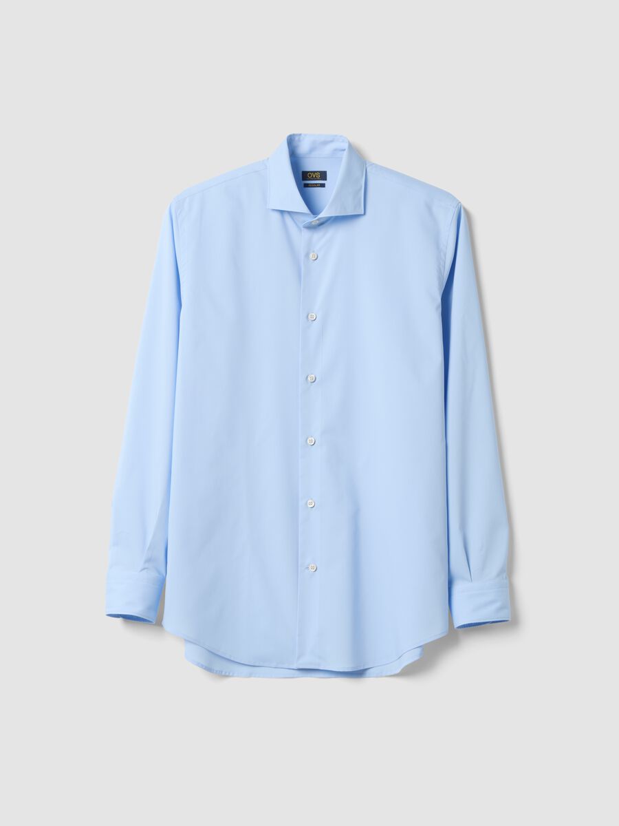 Blue lyocell-blend regular-fit shirt_0