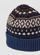 Navy blue jacquard knit beanie with turn-up_2