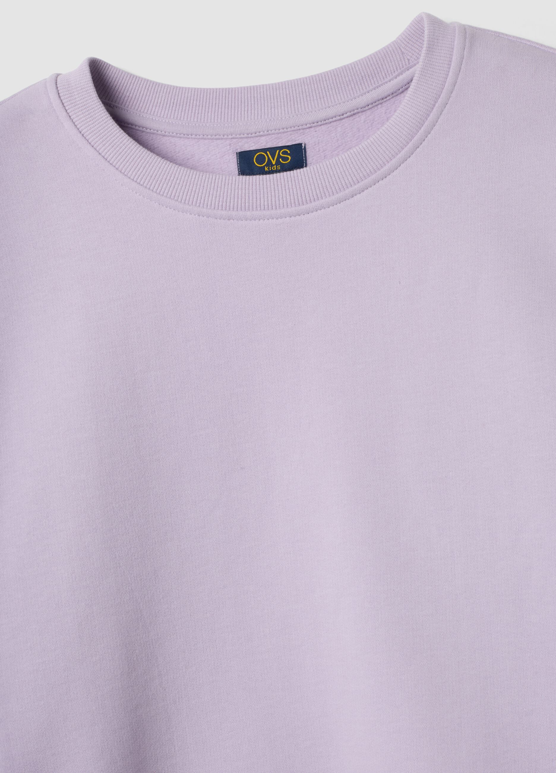 Purple organic cotton sweatshirt with ribbed collar