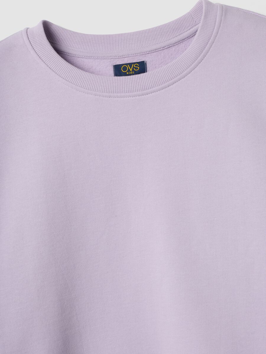 Purple organic cotton sweatshirt with ribbed collar_2