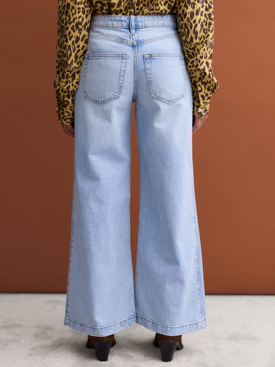 Light blue wide-leg jeans in pure cotton_2