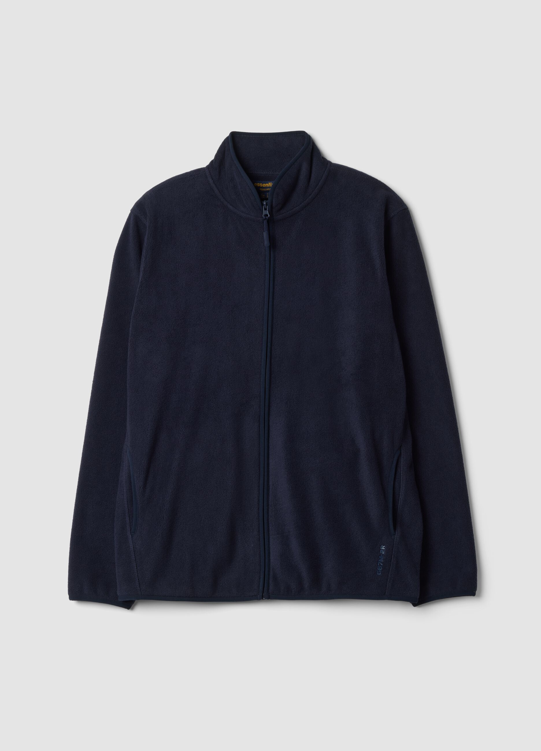 Felpa blu in pile con colletto regular fit