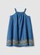 Blue pure lyocell dress with straps and hem embroidery_3
