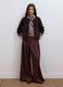 Brown wide-leg formal trousers in stretch viscose with belt_0