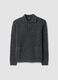 Grey marl stretch wool polo-collar cardigan_0