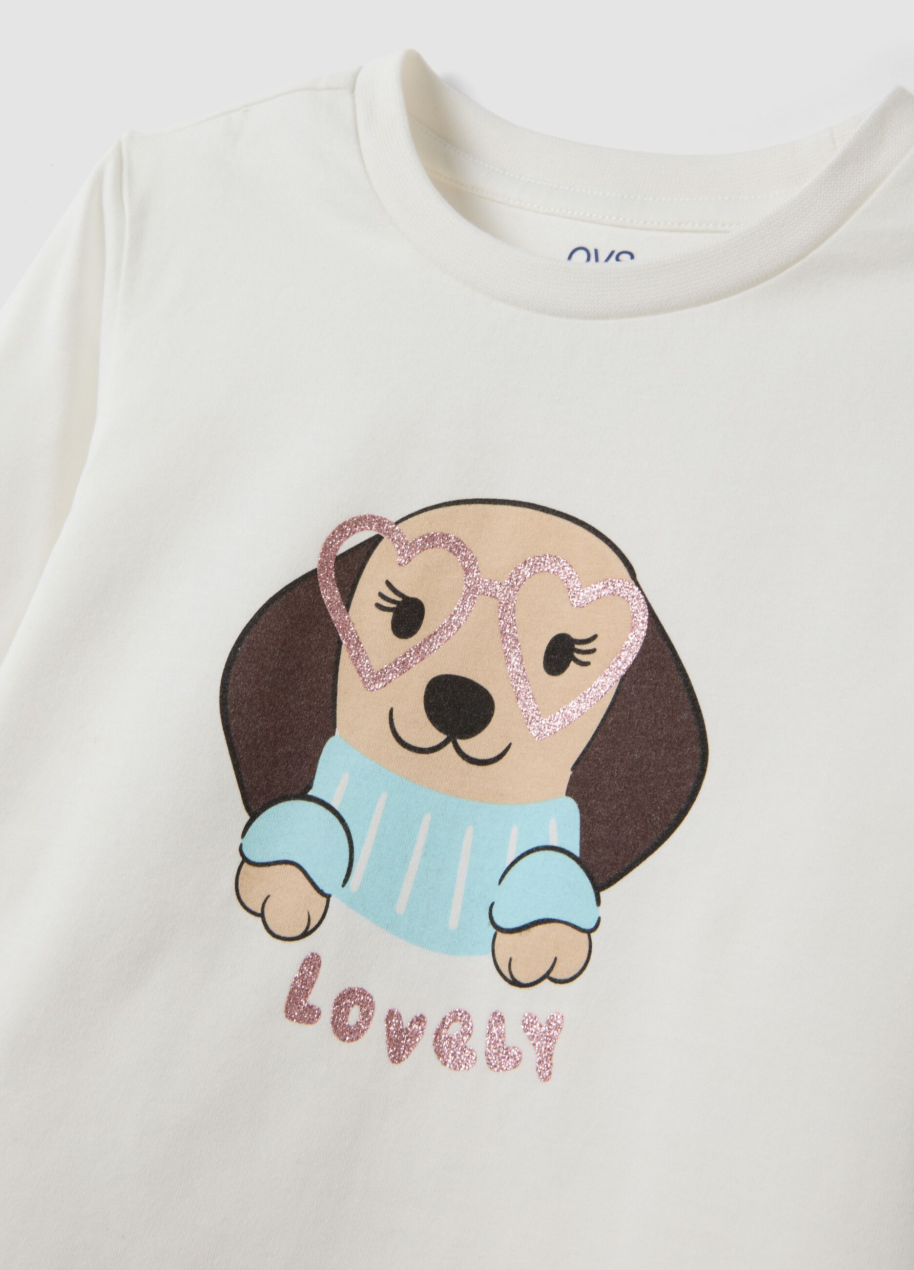 T-shirt bianca in cotone organico elasticizzato girocollo