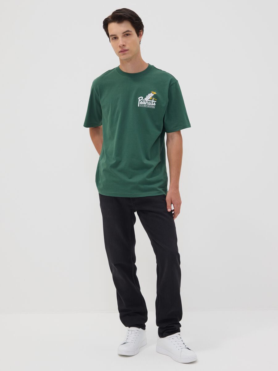 Green pure cotton Peanuts print T-shirt, relaxed fit_1