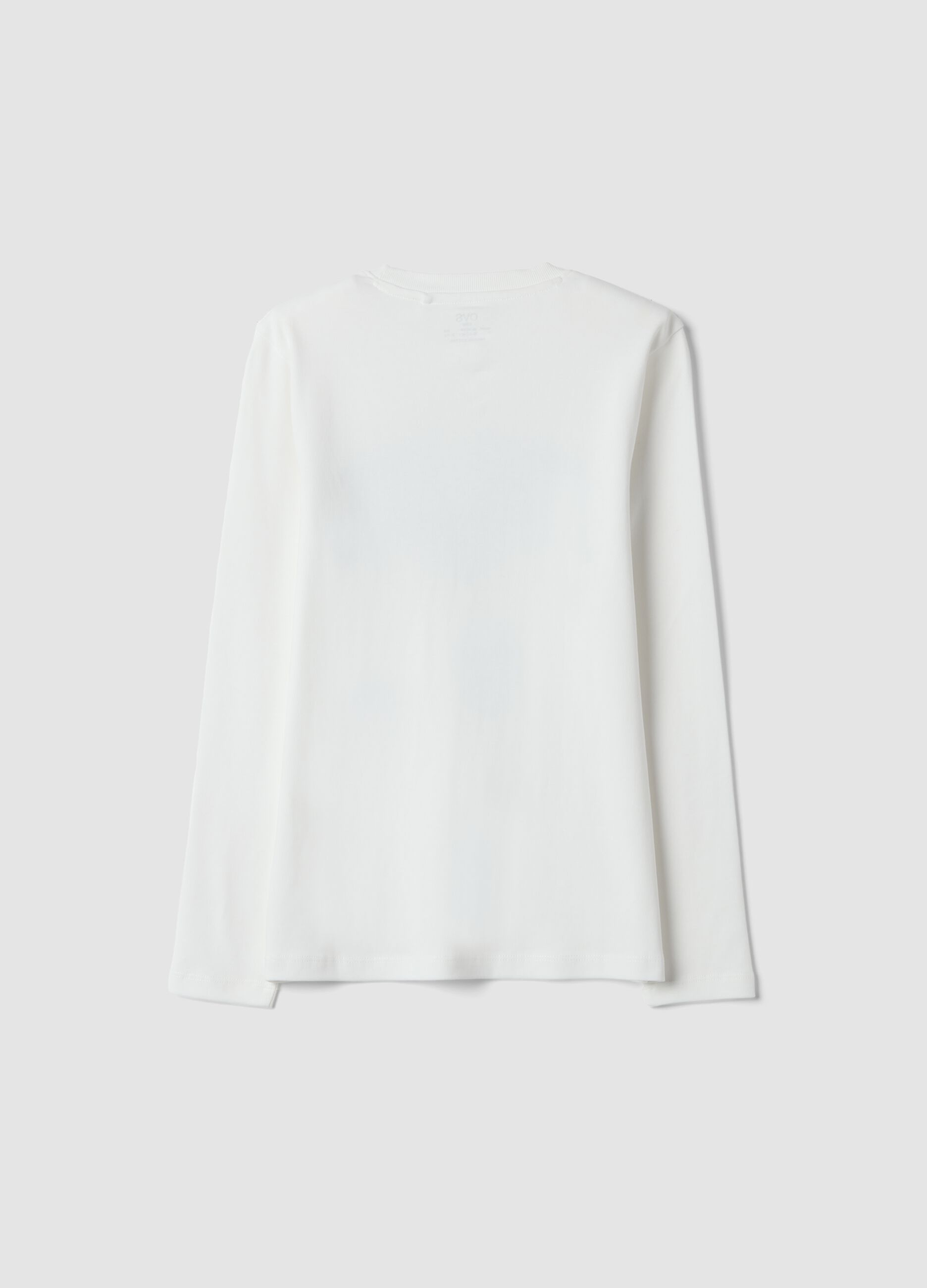 White long-sleeve organic cotton crew-neck T-shirt