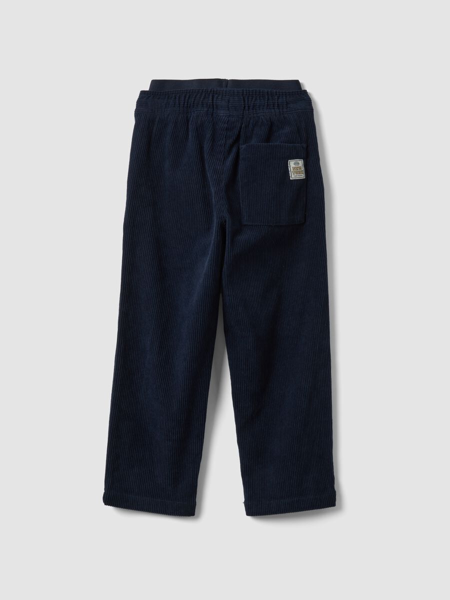 Blue ribbed regular-fit joggers with elasticated waist_1