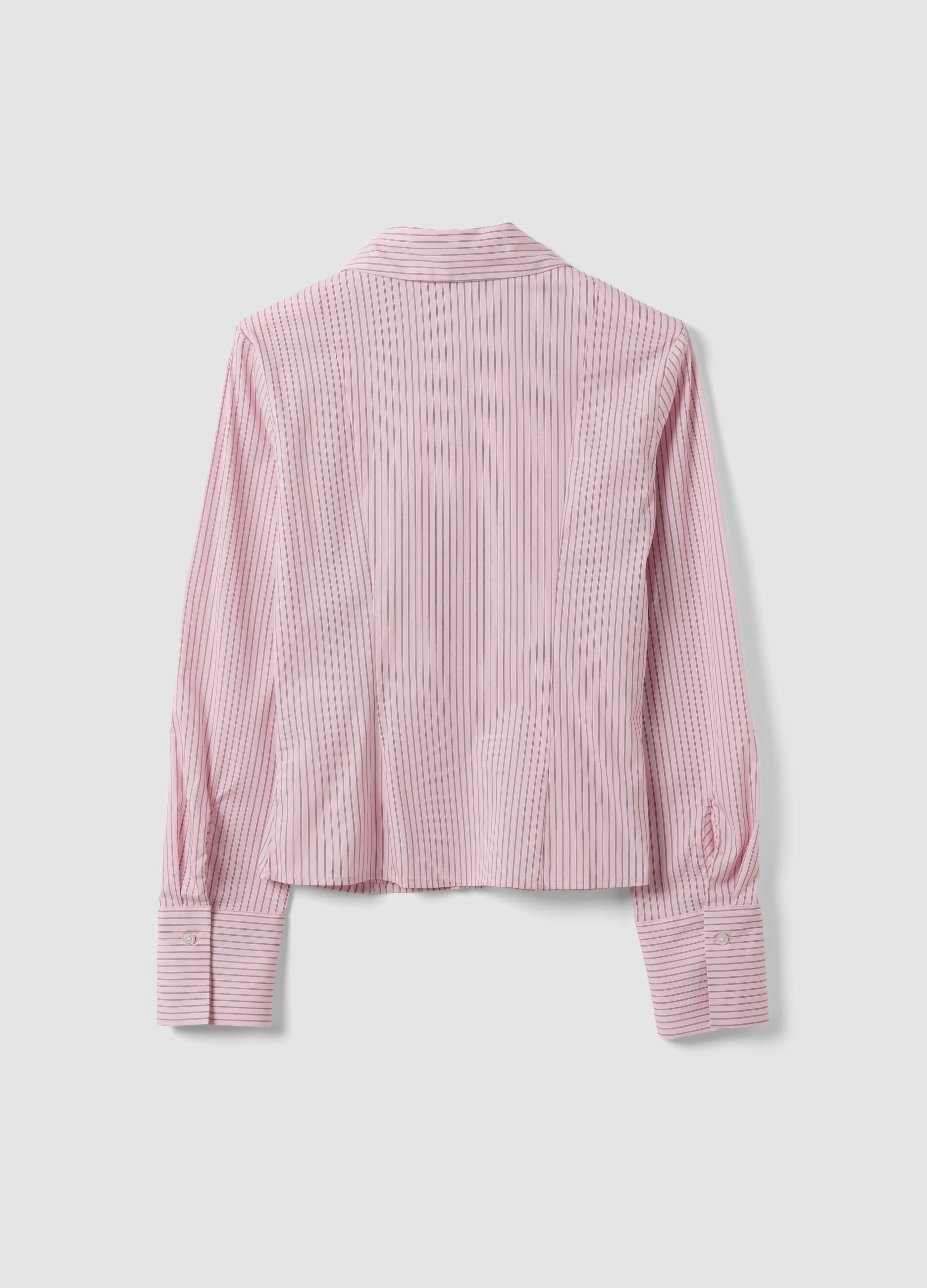 Pink striped slim-fit stretch cotton shirt